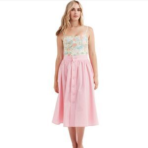 HERMOZA Nichol Skirt Sea Pink Medium Cotton in Poplin NWT